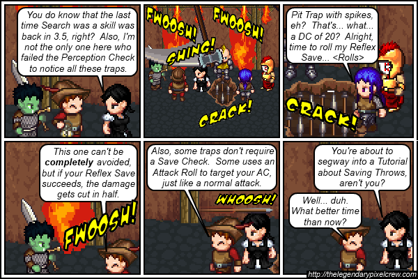 Strip 392 - "Evasion lets you avoid ALL the fire damage"