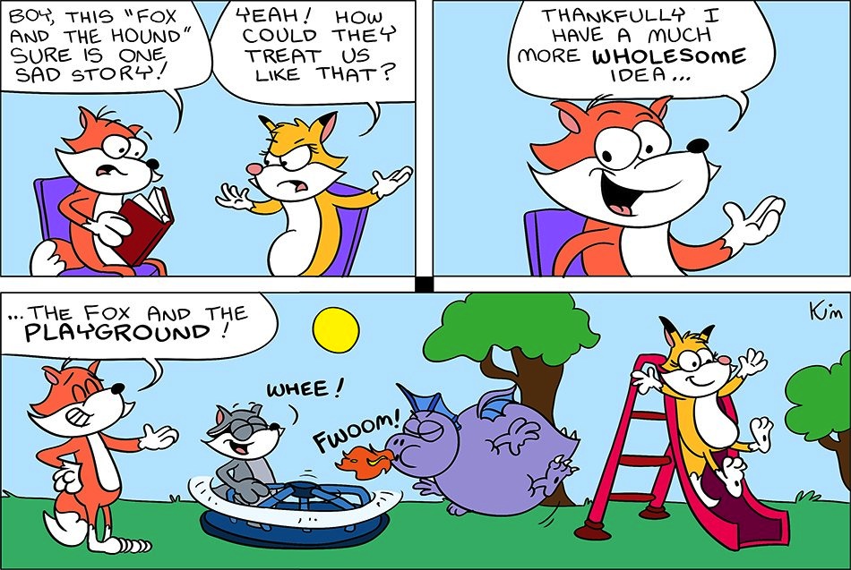 THE FOREST IS A PLAYGROUND!!!  A BUBBLE FOX GUEST COMIC BY KIM BELDING