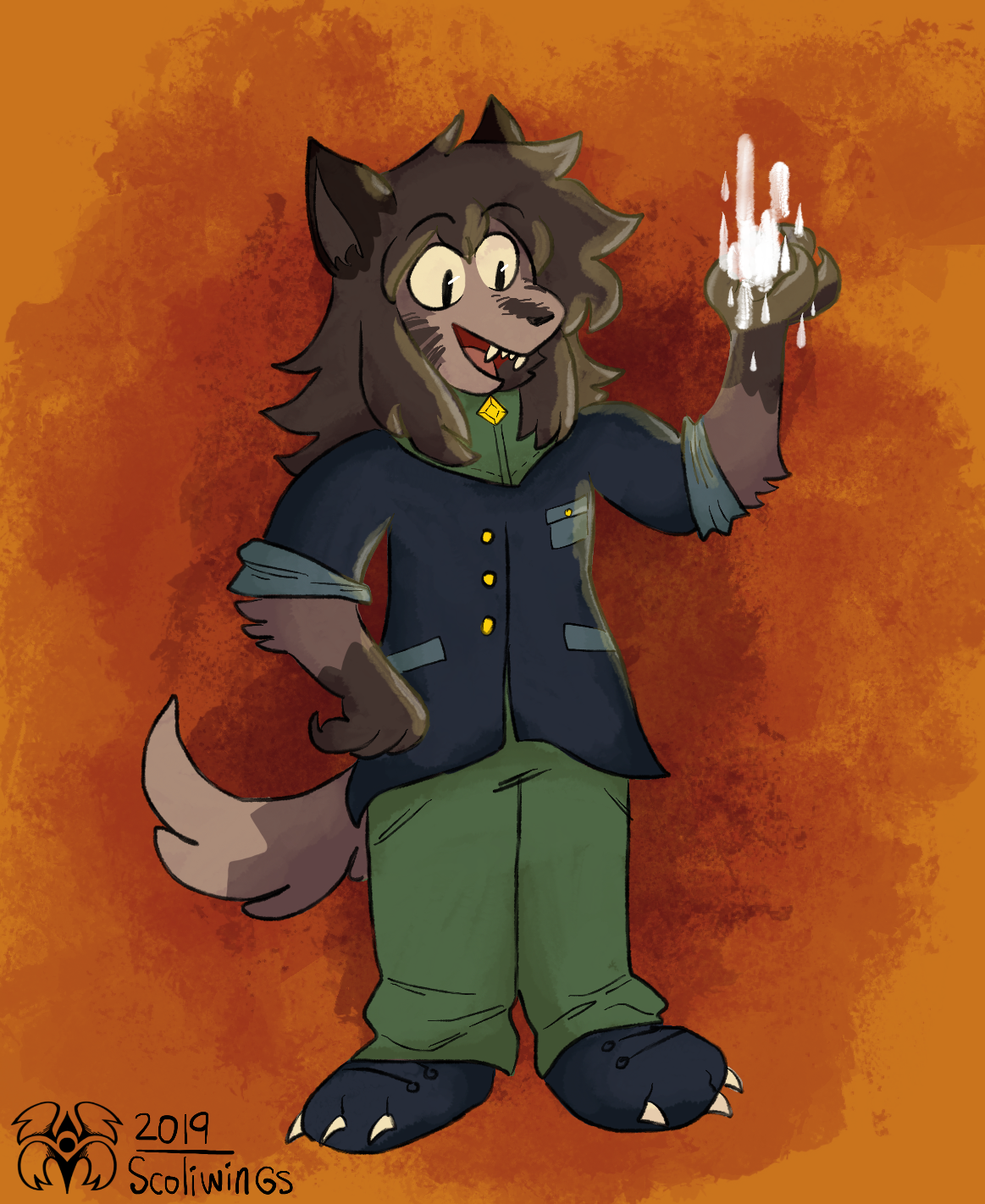 art trade: half-transformed werewolf