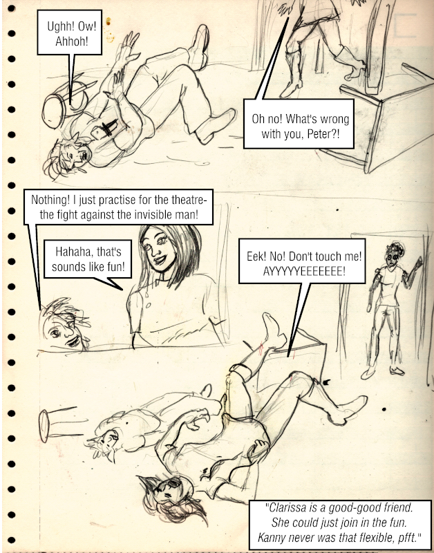 Unused sketches: Clarissa, Peter, Kanny at the institute