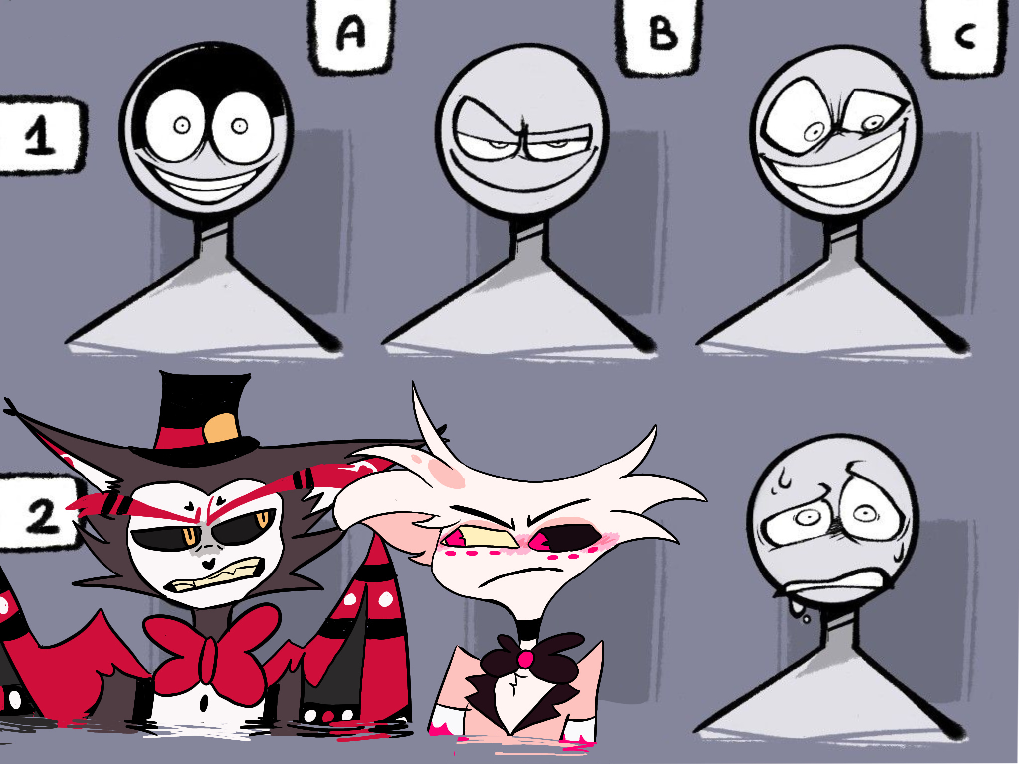 Hazbin hotel and helluva boss 100 face meme | Husk