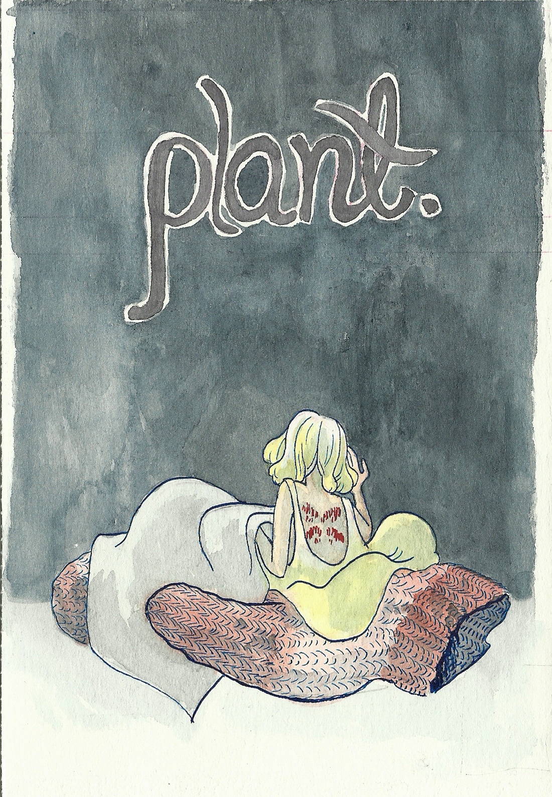 The first panel of plant. A fairy with no wings sits on a mitten, looking up at the title.